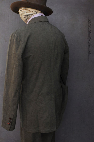 Shoemaker's Jacket - Green Cotton Linen Tweed - S, M, L, XL