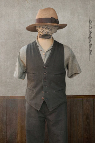 Tony Classic Vest - Green Cotton linen - M, L