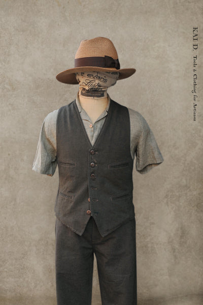 Tony Classic Vest - Green Cotton linen - M, L, XL