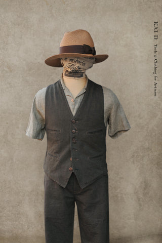 Tony Classic Vest - Green Cotton linen - M, L