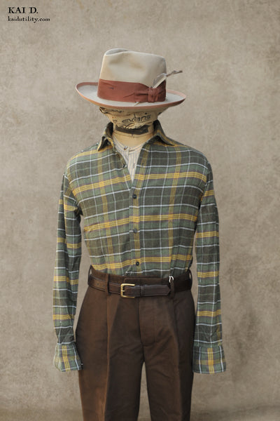 Vintage Feel Green/Yellow Plaid Shirt - 39, 41, 43, 45