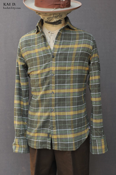 Vintage Feel Green/Yellow Plaid Shirt - 39, 41, 43, 45