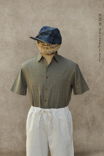 Novel Sashiko Stitch Cassady shirt - Green Tea - M, L, XL, XXL