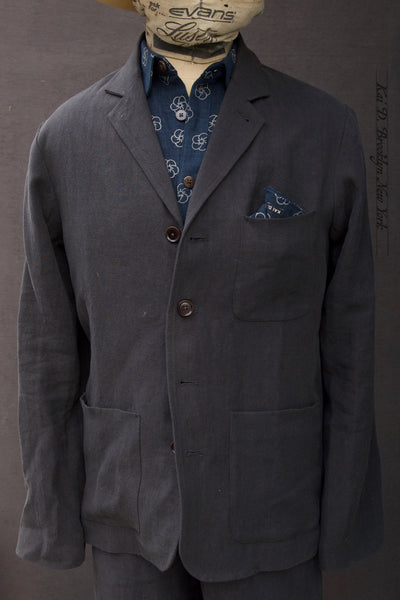 Ginsberg Jacket (Relaxed Cut) - Mineral Grey Sabi Linen - M, L, XL