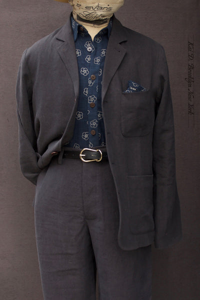 Ginsberg Jacket (Relaxed Cut) - Mineral Grey Sabi Linen - M, L, XL