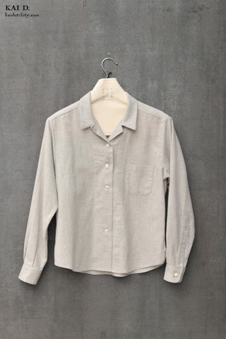 Margaret L/S Shirt - Grey Japanese Artisan twill - XS, S, M