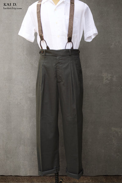 Wide Leg Matisse Pants - Cool Touch Cotton Linen - Slate - 32, 34