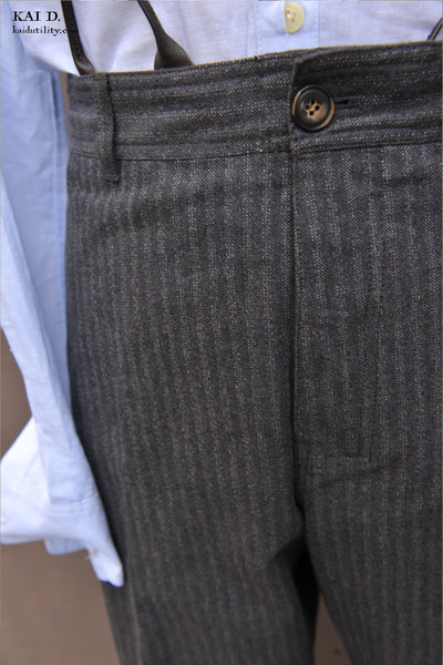 Kian Cotton Pinstripe Trousers - Grey Deco Stripe - XL