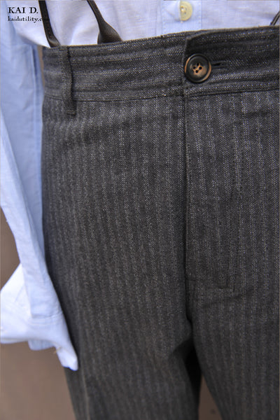 Kian Cotton Pinstripe Trousers - Grey Pin - M, XL