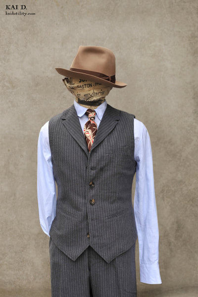 William Vest - Grey Pinstripe - L