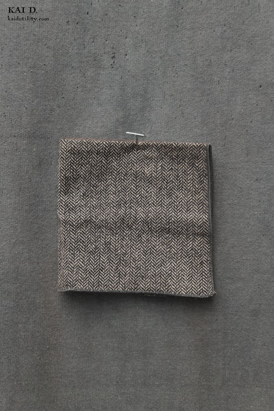 Tweed Pocket Square - Grey Herringbone Tweed