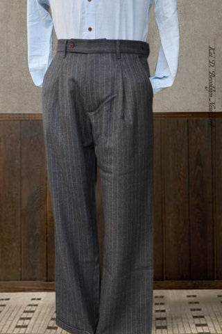 Journeyman Trousers - Grey Chalk Stripe Wool - 30, 32, 34, 36