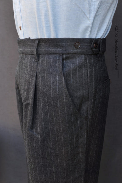 Journeyman Trousers - Grey Chalk Stripe Wool - 30, 32, 34, 36