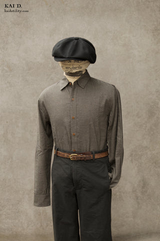 Delancey Shirt - Grey Cotton Tencel Microcheck - S, M, L, XL