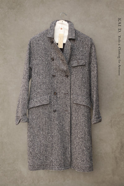 Keaton Trench Coat - ChUnky Wool Herringbone Tweed- XS
