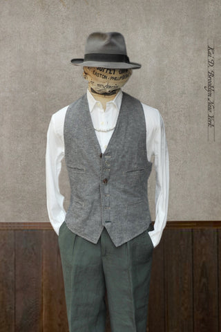 Tony Classic Vest - Grey Cotton linen - L