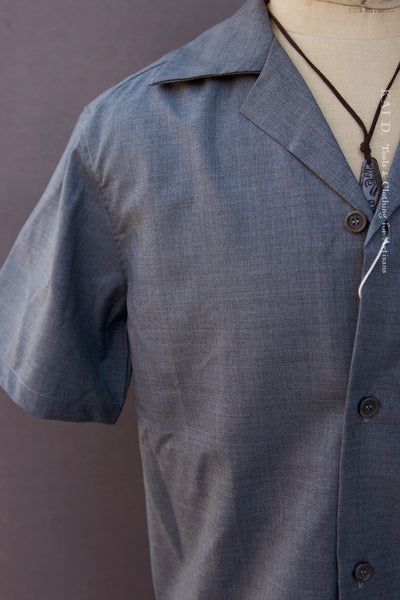 Artist Lounge Shirt - Grey Tropical Wool - M, L (Relaxed Fit)