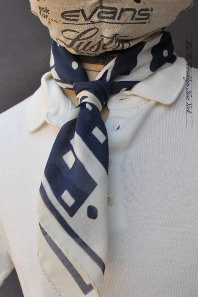 Wool Silk Bandana - Blue Foulard