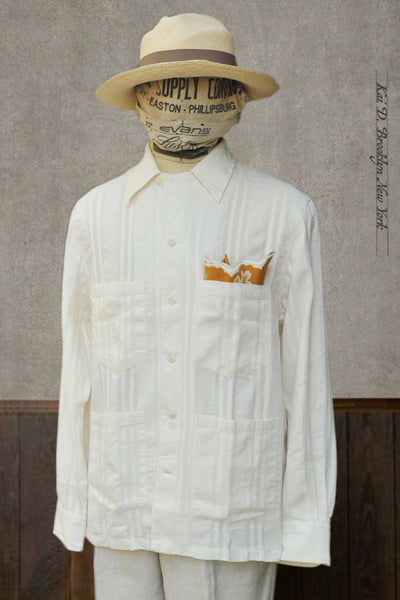 Guayabera Shirt - Leno-Weave Stripe - M, L, XL(Loose Fit)