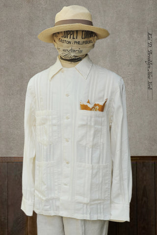 Guayabera Shirt - Leno-Weave Stripe - M, L, XL(Loose Fit)
