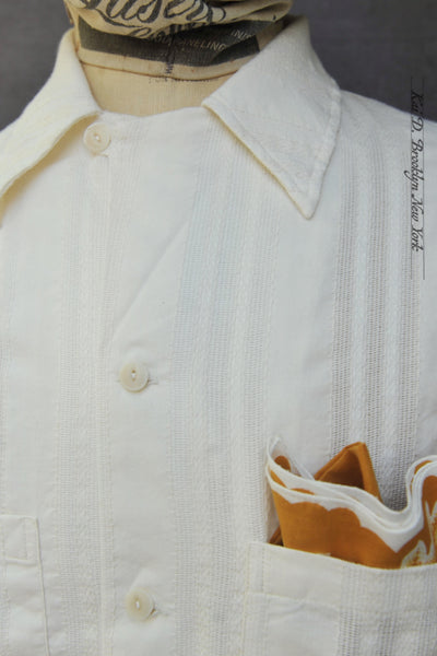 Guayabera Shirt - Leno-Weave Stripe - M, L, XL(Loose Fit)