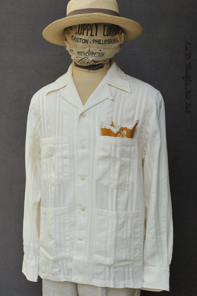 Guayabera Shirt - Leno-Weave Stripe - M, L, XL(Loose Fit)
