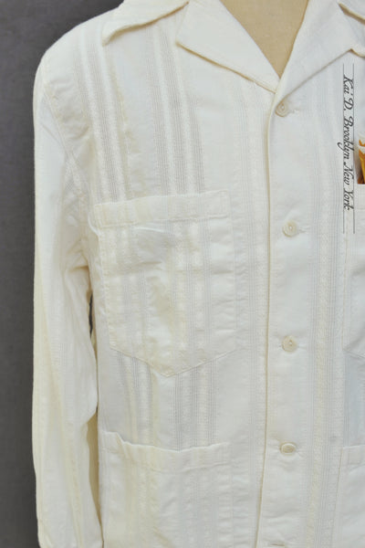 Guayabera Shirt - Leno-Weave Stripe - M, L, XL(Loose Fit)