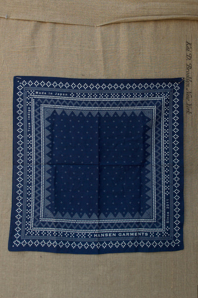 Discharge Print Indigo Bandana