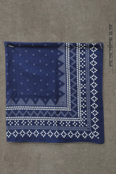 Discharge Print Indigo Bandana
