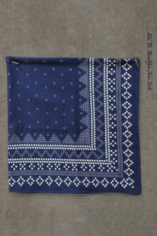 Discharge Print Indigo Bandana