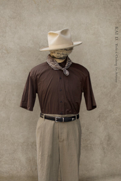 Reidar Loose Fit Short Sleeve Shirt - Chocolate- S, M, L