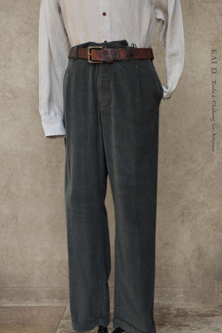 Sune Wide Cut Pleated Trousers - Greenish Taupe - S, M, L, XL
