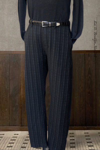 Trygve Wide Cut Trousers - Vintage Striped Wool - M, L, XL
