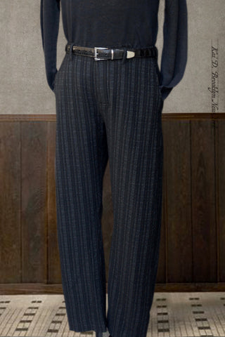 Trygve Wide Cut Trousers - Vintage Striped Wool - M, L, XL