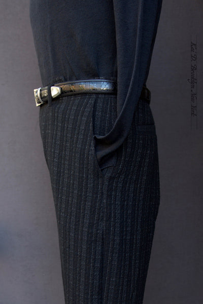 Trygve Wide Cut Trousers - Vintage Striped Wool - M, L, XL