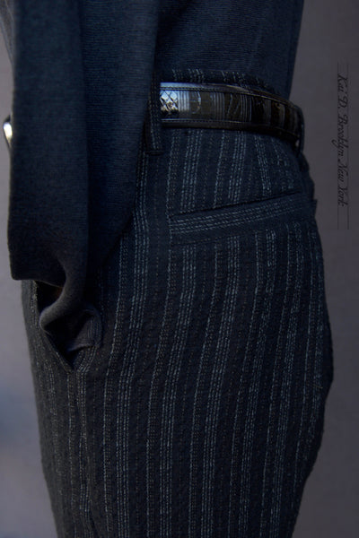 Trygve Wide Cut Trousers - Vintage Striped Wool - M, L, XL