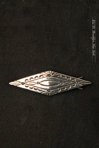 Sterling Brass Hat Pin - Diamond Concho