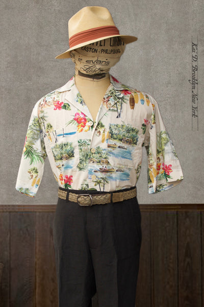Loose Cut Camp Shirt - Hawaiian Print - S, L, XL