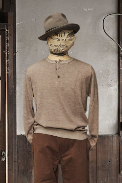 Duofold Stitch Henley - Beige/Ecru - 4(M), 5(L), 6(XL)