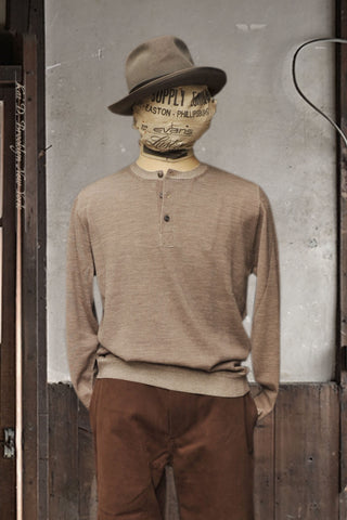 Duofold Stitch Henley - Beige/Ecru - 4(M), 5(L), 6(XL)