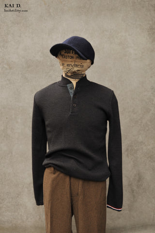 Henley Sweater - Charcoal - M, L, XL