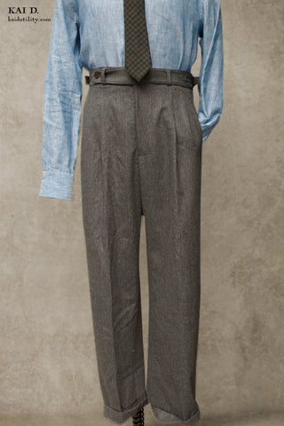 Wide Leg Matisse Pants - Wool Herringbone - 30