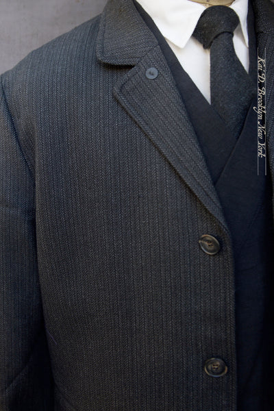 Vincent Casual Blazer - Striped Herringbone Wool - M, L, XL