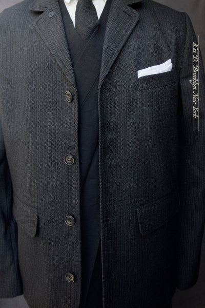 Vincent Casual Blazer - Striped Herringbone Wool - M, L, XL