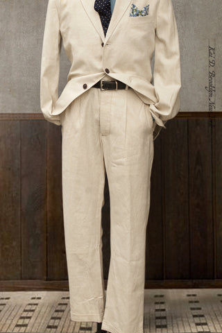 Novelist Trousers - Cotton Linen Herringbone Twill - 32, 36