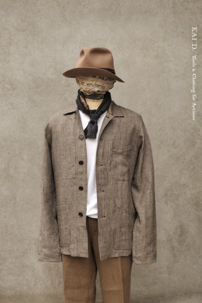 Architect Jacket - Tan Houndstooth Linen - S, M, L