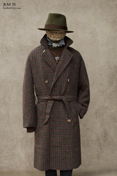 Grandad Wool Trench -Harris Tweed - 48, 50