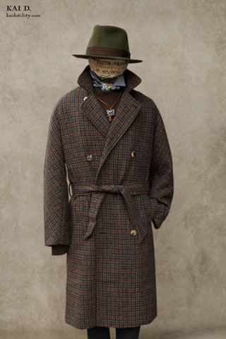 Grandad Wool Trench -Harris Tweed - 48, 50