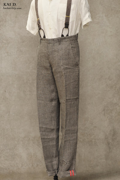 Borough Pants - Tan Linen Houndstooth - 30, 32, 34