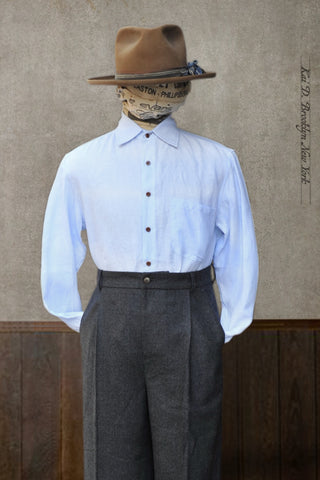 Cassady Shirt (Relaxed Cut)- Ice Blue Belgian Linen - M, L, XL, XXL